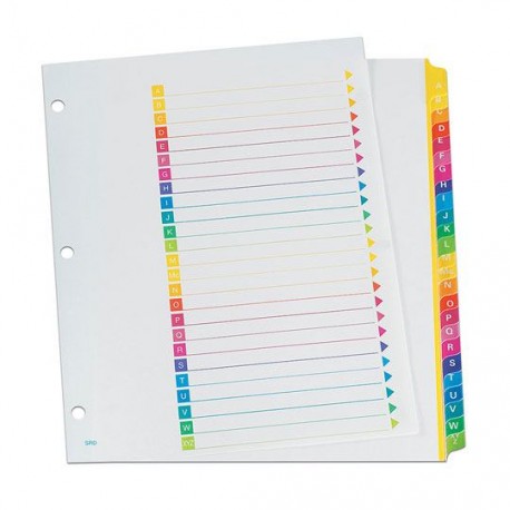 SEPARADOR OXFORD 213SRD TAMAÑO CARTA CON ALFABETICO A-Z DE PAPEL CON CEJAS MULTICOLOR 1 JUEGO