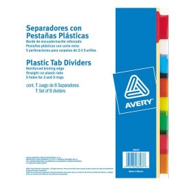 SEPARADOR AVERY 6567 TAMAÑO CARTA CON 8 DIVISIONES DE PAPEL CON CEJAS PLASTIFICADAS 1 JUEGO