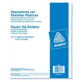 SEPARADOR AVERY 6568 TAMAÑO CARTA CON 8 DIVISIONES DE PAPEL CON CEJAS PLASTIFICADAS 1 JUEGO