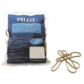 LIGA DE HULE NATURAL PILOT NÚMERO 18 COLOR BEIGE PAQUETE CON 80GR