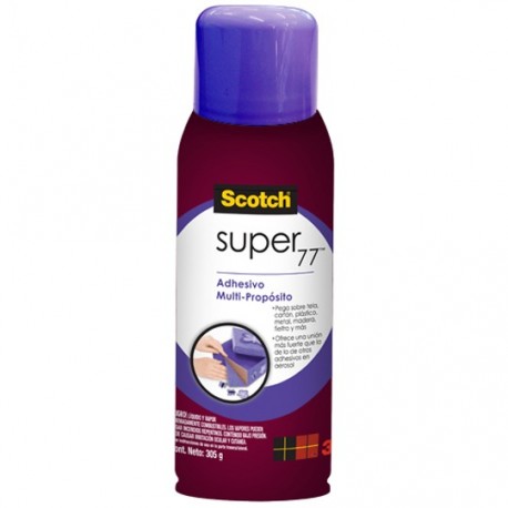 ADHESIVO EN AEROSOL SCOTCH SUPER 77 TRANSPARENTE DE ALTA ADHESION 305 GR 1 PIEZA