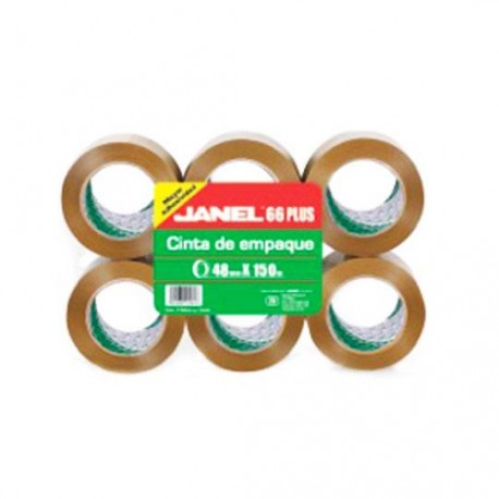 CINTA ADHESIVA DE EMPAQUE CANELA JANEL 66 DE 48 MM X 150 M BLISTER CON 6 PZAS