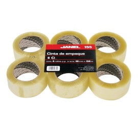 CINTA ADHESIVA DE EMPAQUE TRANSPARENTE JANEL 155 DE 48 MM X 150 M BLISTER CON 6 PZAS