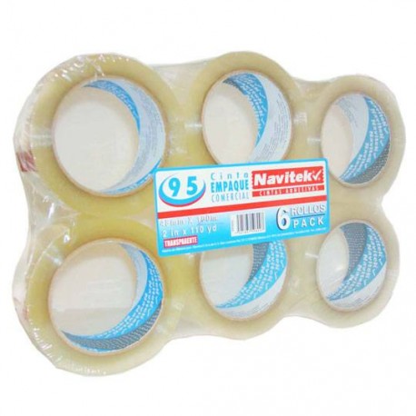 CINTA ADHESIVA DE EMPAQUE TRANSPARENTE NAVITEK 240 DE 48 MM X 150 M BLISTER CON 6 PZAS