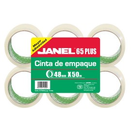 CINTA ADHESIVA DE EMPAQUE TRANSPARENTE JANEL 65 DE 48 MM X 50 M BLISTER CON 6 PZAS