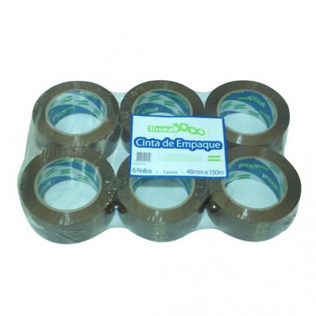 CINTA ADHESIVA DE EMPAQUE CANELA DEVEK 1000 DE 48 MM X 150 M BLISTER CON 6 PZAS