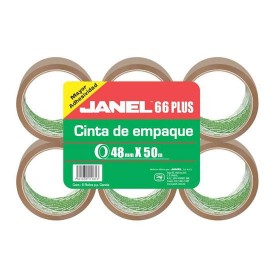 CINTA ADHESIVA DE EMPAQUE CANELA JANEL 66 DE 48 MM X 50 M BLISTER CON 6 PZAS