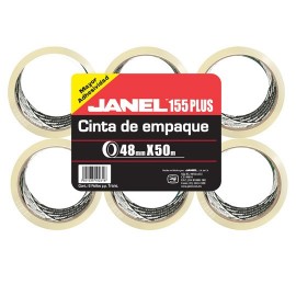 CINTA ADHESIVA DE EMPAQUE TRANSPARENTE JANEL 155 DE 48 MM X 50 M BLISTER CON 6 PZAS