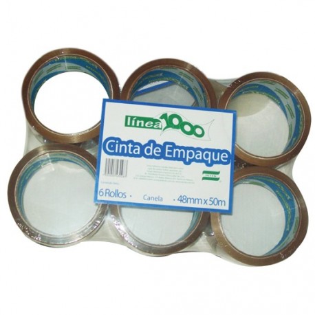 CINTA ADHESIVA DE EMPAQUE CANELA DEVEK 1000 DE 48 MM X 50 M BLISTER CON 6 PZAS