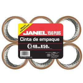 CINTA ADHESIVA DE EMPAQUE CANELA JANEL 156 DE 48 MM X 5 0M BLISTER CON 6 PZAS