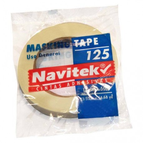 CINTA ADHESIVA MASKING TAPE NAVITEK 125 COLOR BLANCA DE 48 MM X 50 M 1 PZA