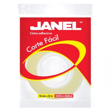 CINTA ADHESIVA CORTE FACIL JANEL 119 TRANSPARENTE DE 18 MM X 33 M 1 PZA