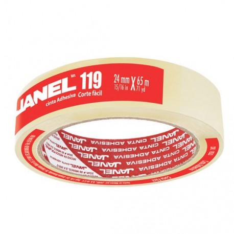 CINTA ADHESIVA CORTE FACIL JANEL 119 TRANSPARENTE DE 24 MM X 65 M 1 PZA