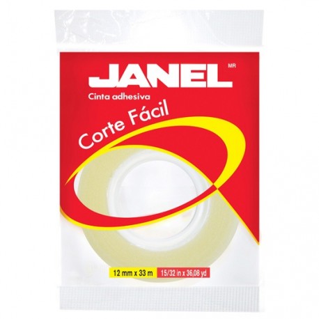 CINTA ADHESIVA CORTE FACIL JANEL 119 TRANSPARENTE DE 12 MM X 33 M 1 PZA