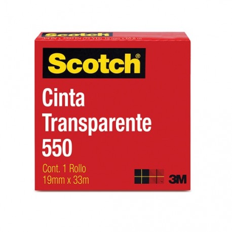 CINTA ADHESIVA CORTE FACIL SCOTCH 550 TRANSPARENTE DE 19 MM X 33 M 1 PZA