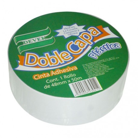 CINTA ADHESIVA DOBLE CAPA DE POLIPROPILENO DEVEK PDC104 COLOR TRANSPARENTE DE 48 MM X 50 M 1 PZA