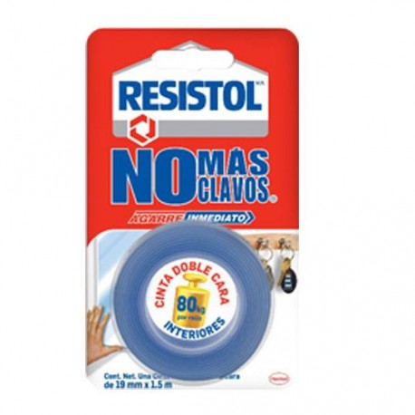 CINTA ADHESIVA DOBLE CARA RESISTOL A80 COLOR MORADO DE 19MM X 1.5 M 1 PZA