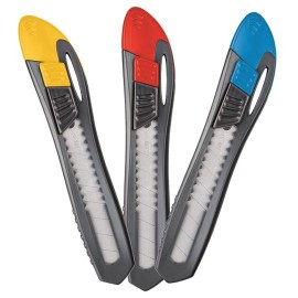 CUTTER MAPED UNIVERSAL TAMAÑO 18 MM COLOR AMARILLO ROJO Y AZUL