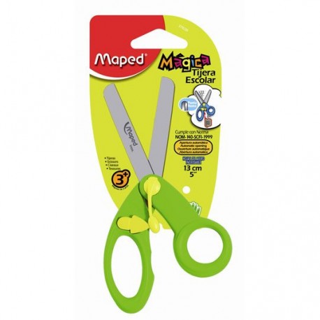 TIJERA ESCOLAR MAPED MAGICA DE 13CM TIPO DE MANGO PLASTICO MATERIAL ACERO INOXIDABLE 1 PIEZA