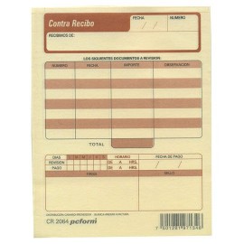 CONTRARECIBO PC FORM CR-2064 TAMAÑO ¼ CARTA 4 BLOCK CON 50 HOJAS