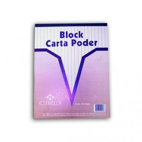 BLOCK CARTA PODER ESTRELLA TAMAÑO CARTA DE 50 HOJAS