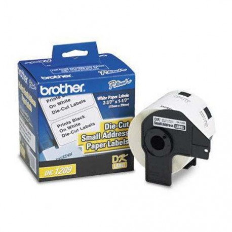 ETIQUETAS PRE CORTADAS BLANCAS BROTHER DK1209 DE 62X30.4 MM 1 ROLLO