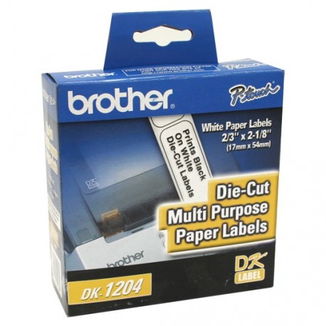 ETIQUETAS PRE CORTADAS BLANCAS BROTHER DK1204 DE 17X54 MM 1 ROLLO