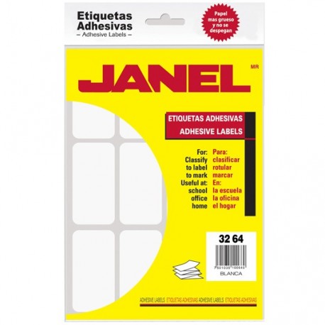 ETIQUETAS BLANCAS JANEL NO.24 DE 32X64 MM 1 PAQUETE