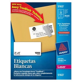 ETIQUETAS BLANCAS AVERY 5163 DE 5.1X10.2 CM 1 PAQUETE