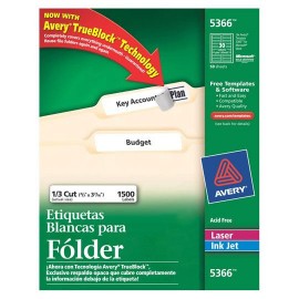 ETIQUETAS PARA FOLDER BLANCAS AVERY 5366 DE 1.7X8.7 CM 1 PAQUETE