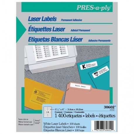 ETIQUETAS LASER BLANCAS AVERY 30602 DE 3.4X10.2 CM 1 PAQUETE