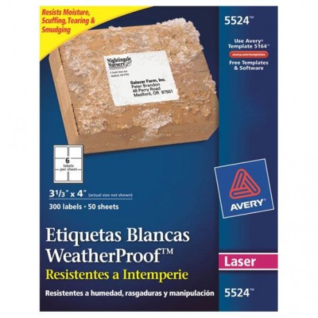 ETIQUETAS SEPARA FACIL BLANCAS AVERY 5162 DE 3.4X10.2 CM 1 PAQUETE