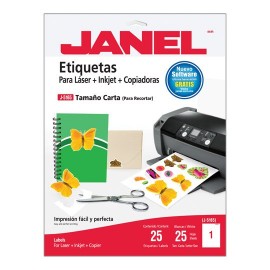 ETIQUETAS BLANCAS JANEL J-5165 DE 216 X 279 MM 1 PAQUETE (25 HOJAS)
