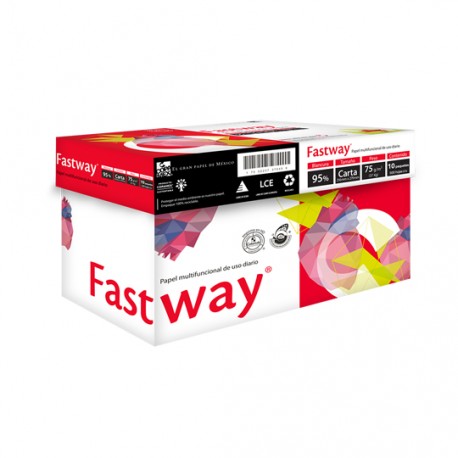 CAJA DE PAPEL BOND BLANCO CARTA COPAMEX FASTWAY GRAMAJE 75 GRS BLANCURA 93 PORCIENTO 8.5 X 11 PULGADAS 10 PAQUETES CON 500 HOJAS