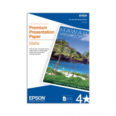 PAPEL MATE HEAVYWEIGHT BLANCO A3 EPSON GRAMAJE 167 GRS BLANCURA 13 X 19 PULGADAS 1 PAQUETE CON 50 HOJAS