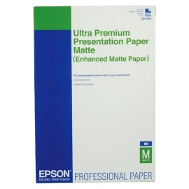 PAPEL ENHANCED MATTE PAPER BLANCO A3 EPSON GRAMAJE 250 GRS BLANCURA 8.5 X 11 PULGADAS 1 PAQUETE CON 100 HOJAS