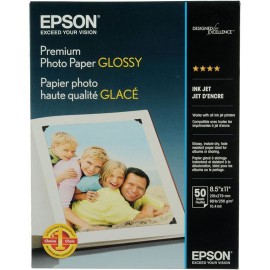 PAPEL BOND BLANCO CARTA EPSON GRAMAJE 52 GRS BLANCURA 8.5 X 11 PULGADAS 1 PAQUETE CON 50 HOJAS