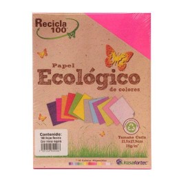 PAPEL RECICLADO RECICLADO RECICLA 100 TAMAÑO CARTA COLOR MAGENTA 100 HOJAS