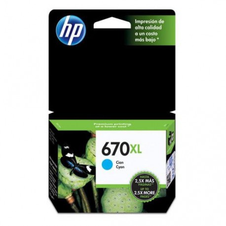 TINTA HP CZ118AL 670XL COLOR CYAN