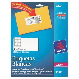 ETIQUETAS BLANCAS AVERY 5263 DE 5.1X10.2 CM 1 PAQUETE