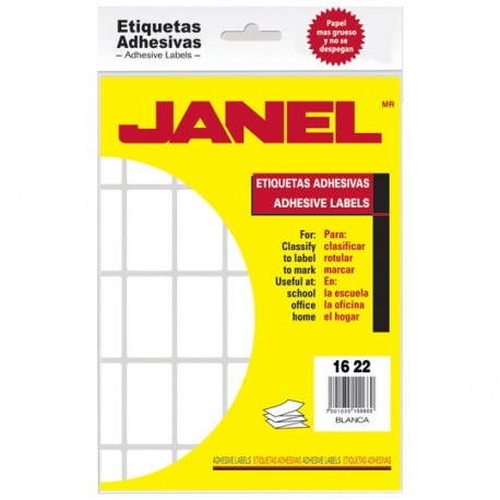 ETIQUETAS BLANCAS JANEL NO. 2 DE 16 X 22 MM 1 PAQUETE