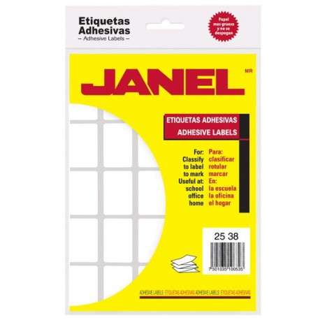 ETIQUETAS BLANCAS JANEL NO.7 DE 25X38 MM 1 PAQUETE