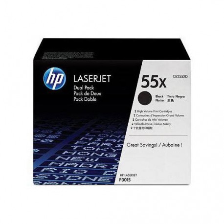 TONER DUAL PACK HP 55X CE255XD COLOR NEGRO