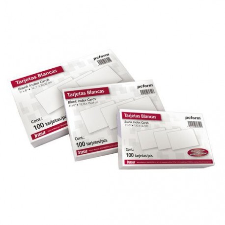 TARJETA MULTIUSOS IRASA 20.3 X 12.3 CM COLOR BLANCA 1 PAQUETE CON 100 PIEZAS
