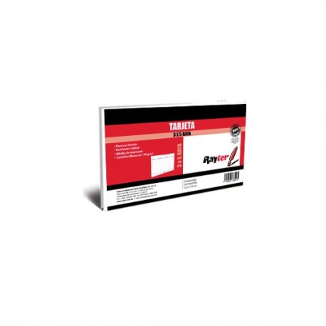 TARJETA BIBLIOGRAFICA RAYTER 12.2 X 7 CM COLOR RAYADA 1 PAQUETE CON 100 PIEZAS