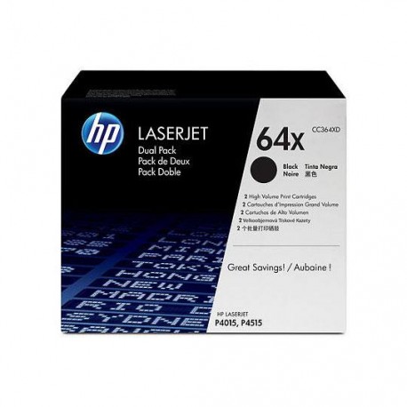 TONER DUAL PACK HP 64X CC364XD COLOR NEGRO