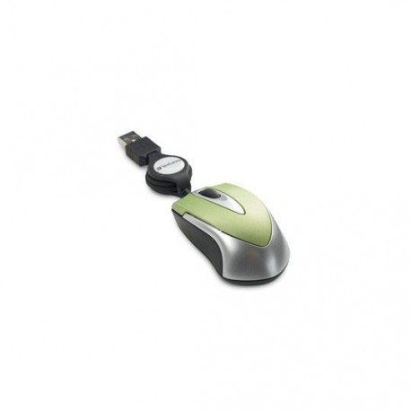 MOUSE MINI ALAMBRICO RETRACTIL VERBATIM 97254 CONEXION USB COLOR GRIS Y VERDE