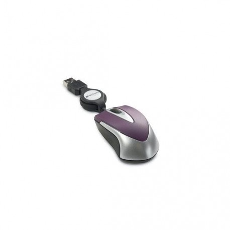 MOUSE MINI ALAMBRICO RETRACTIL VERBATIM 97253 CONEXION USB COLOR GRIS Y PURPURA