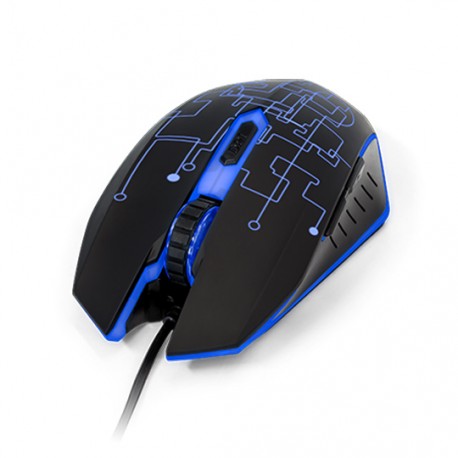 MOUSE GAMER ALAMBRICO VORAGO MO-501 CONEXION PUERTO USB COLOR NEGRO Y AZUL