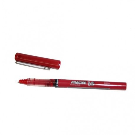 ROLLER PILOT PRECISE V5 DE TINTA ROJA COLOR BARRIL ROJO TRANSPARENTE PUNTO FINO MEDIDA 0.3 MM 1 PIEZA